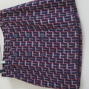 Ann Taylor LOFT Size 8P Textured Blue, Red and White Skirt